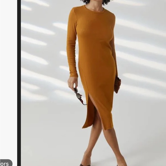 Beyond Yoga Day To Night Midi Length Bodycon Dress in Clover Brown Large - Picture 1 of 7